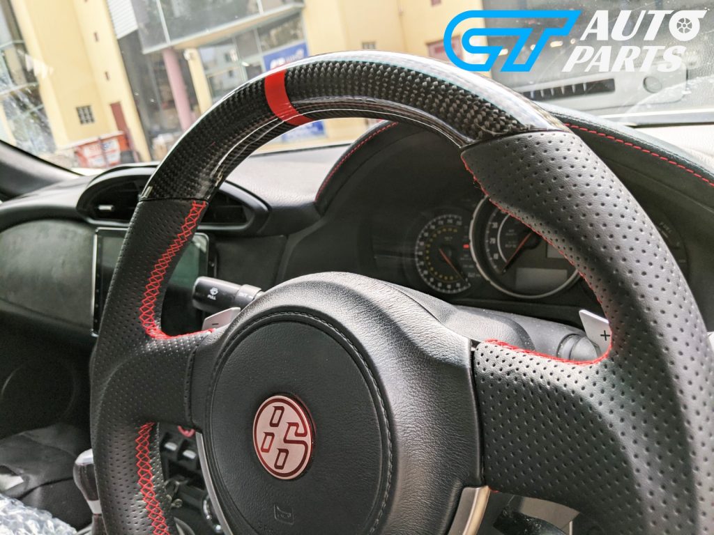 CARBON Fibre LEATHER Steering Wheel Red Line+Stitching for 12-16 TOYOTA 86 Subaru BRZ-12674