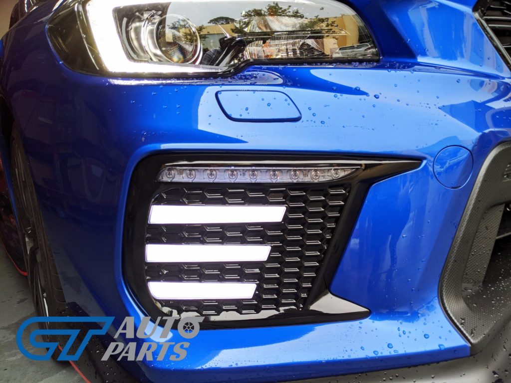 Gloss Black SMOKED 3D DRL Dynamic Signal Front Fog Light Bezels for MY18+ Subaru WRX/STI -12847