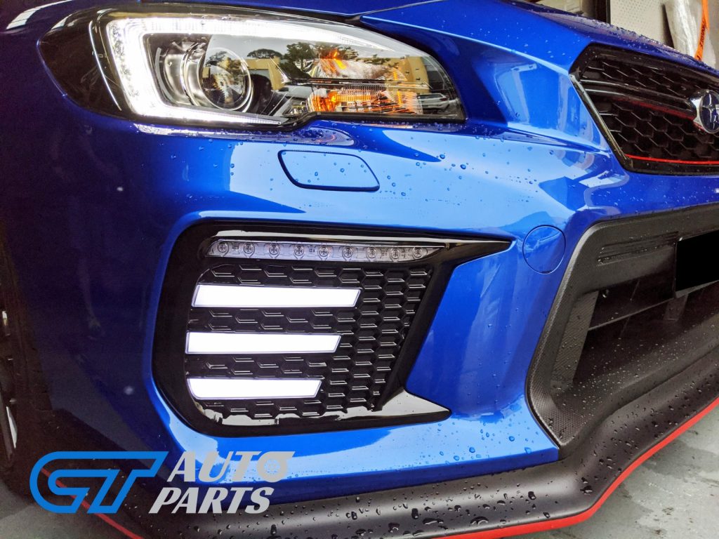 Gloss Black SMOKED 3D DRL Dynamic Signal Front Fog Light Bezels for MY18+ Subaru WRX/STI -12842