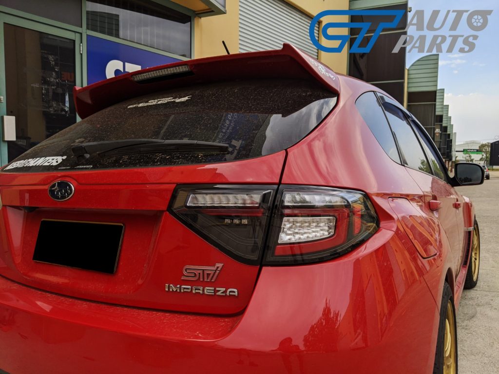 Black (Red Bar) LED Tail light Dynamic Signal for 08-13 Subaru Impreza WRX RS STI -12346