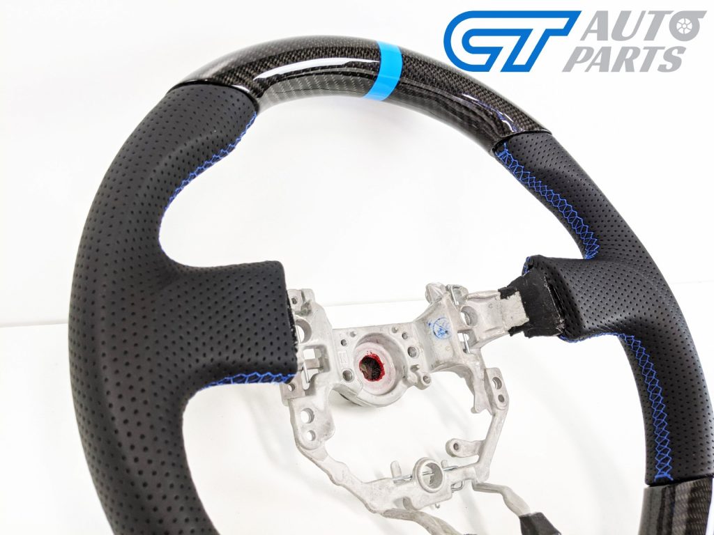 CARBON Fibre LEATHER Steering Wheel Blue Line+Stitching for 12-16 TOYOTA 86 Subaru BRZ-12698