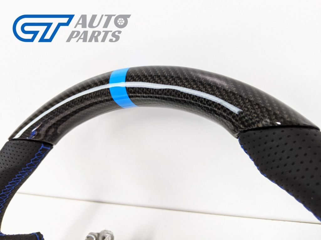 CARBON Fibre LEATHER Steering Wheel Blue Line+Stitching for 12-16 TOYOTA 86 Subaru BRZ-12701