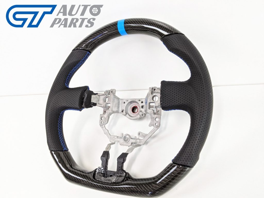 CARBON Fibre LEATHER Steering Wheel Blue Line+Stitching for 12-16 TOYOTA 86 Subaru BRZ-12702