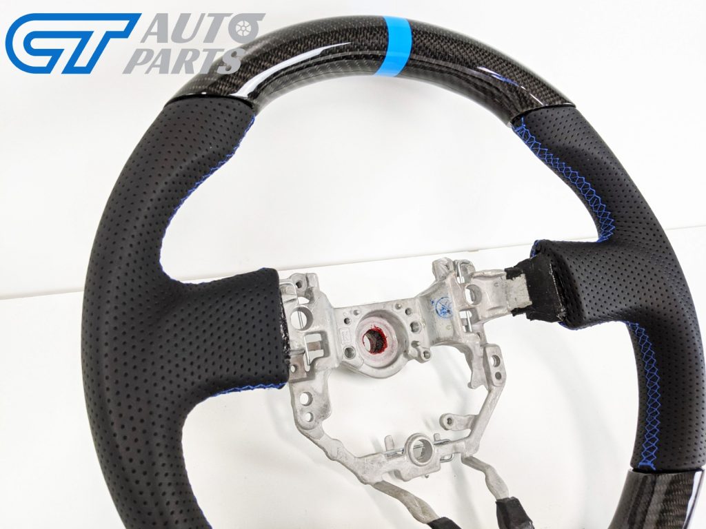 CARBON Fibre LEATHER Steering Wheel Blue Line+Stitching for 12-16 TOYOTA 86 Subaru BRZ-12703