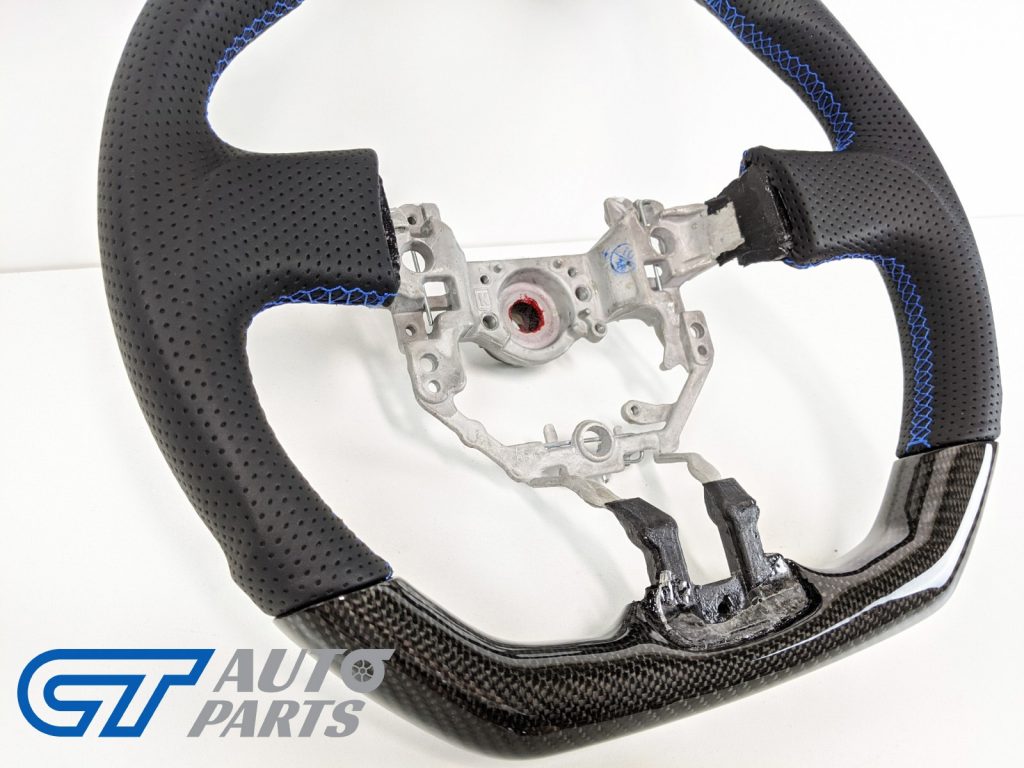 CARBON Fibre LEATHER Steering Wheel Blue Line+Stitching for 12-16 TOYOTA 86 Subaru BRZ-12704