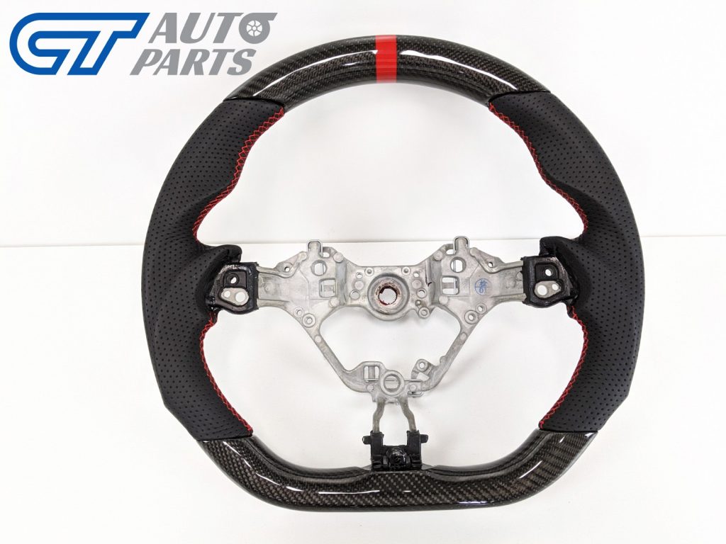 CARBON Fibre LEATHER Steering Wheel Red Line+Stitching for 17-19 TOYOTA 86 Subaru BRZ-0