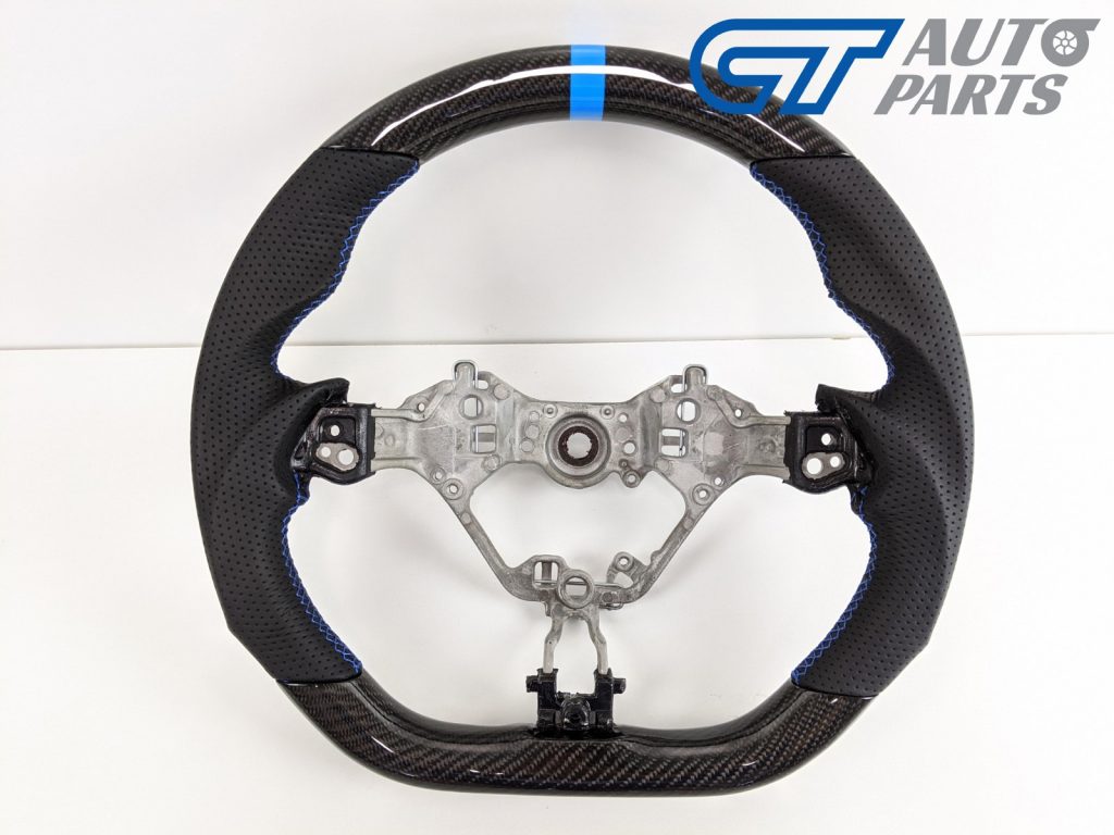 CARBON Fibre LEATHER Steering Wheel BLUE Line+Stitching for 17-19 TOYOTA 86 Subaru BRZ-0