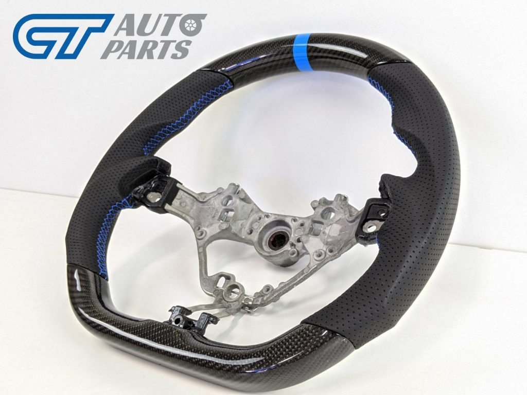 CARBON Fibre LEATHER Steering Wheel BLUE Line+Stitching for 17-19 TOYOTA 86 Subaru BRZ-12860