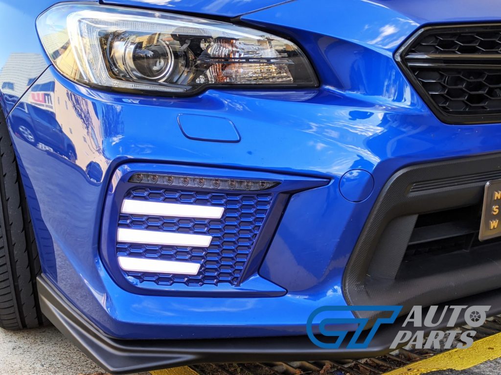 WR.BLUE SMOKED 3D DRL Dynamic Signal Front Fog Light Bezels for MY18+ Subaru WRX/STI -13466