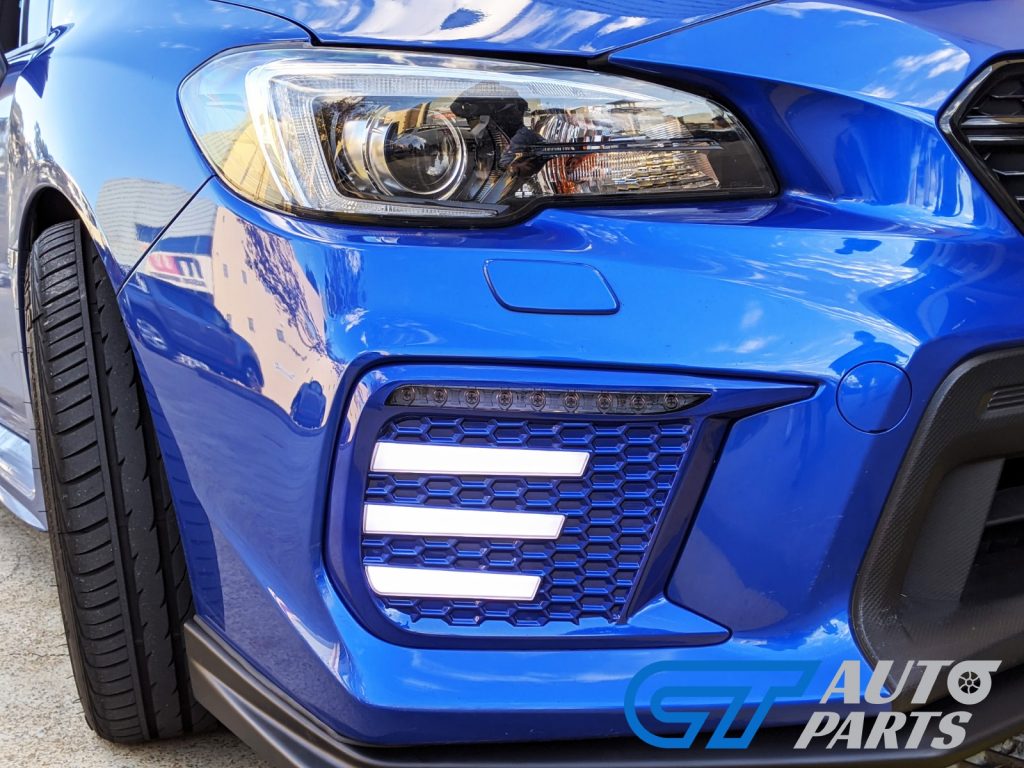 WR.BLUE SMOKED 3D DRL Dynamic Signal Front Fog Light Bezels for MY18+ Subaru WRX/STI -13468