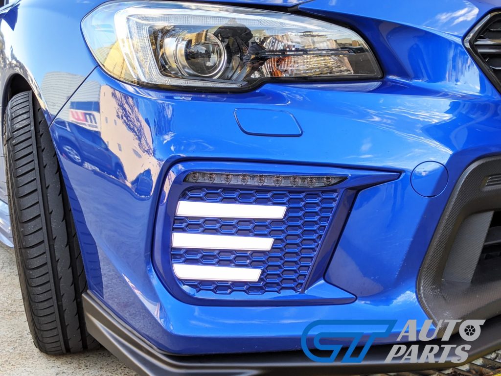 WR.BLUE SMOKED 3D DRL Dynamic Signal Front Fog Light Bezels for MY18+ Subaru WRX/STI -13469