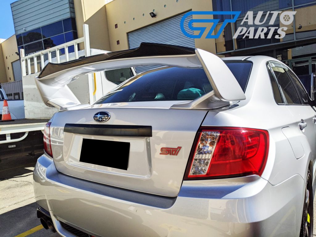 Rowen Style Carbon Fiber Gurney Flap For 08-14 Subaru WRX STI Trunk Spoiler-13497