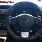 Forged Carbon Fibre LEATHER Steering Wheel Red Line+Stitching for 2014-2020 SUBARU WRX / STI / LEVORG-13854