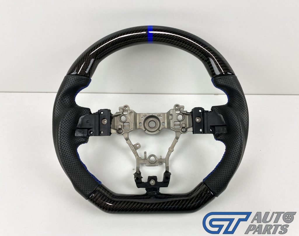 Carbon Fibre LEATHER Steering Wheel BLUE Line BLUE Stitching for 2014-2020 SUBARU WRX / STI / LEVORG-13920