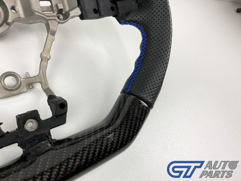 Carbon Fibre LEATHER Steering Wheel BLUE Line BLUE Stitching for 2014-2020 SUBARU WRX / STI / LEVORG-13919