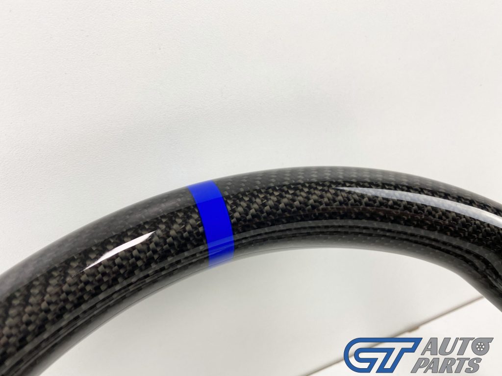 Carbon Fibre LEATHER Steering Wheel BLUE Line BLUE Stitching for 2014-2020 SUBARU WRX / STI / LEVORG-13921