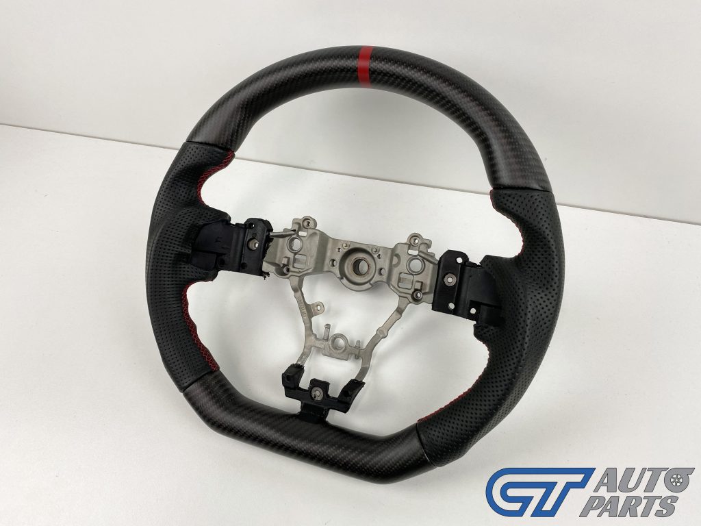 Matte Carbon Fibre LEATHER Steering Wheel Red Line+Stitching for 2014-2020 SUBARU WRX / STI / LEVORG-13870