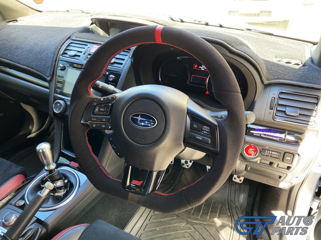 Alcantara Steering Wheel (Red Line / Red Stitching) for MY15-MY20 Subaru WRX/STI LEVORG for DANIEL -0