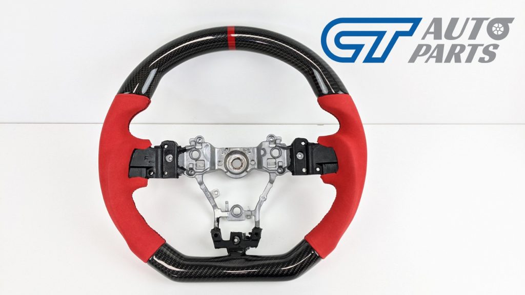 Carbon Fibre Red Alcantara Steering Wheel Red Stitching for 14-19 SUBARU WRX LEVORG STI-0