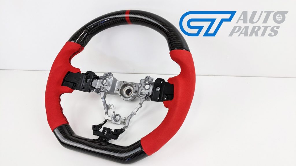 Carbon Fibre Red Alcantara Steering Wheel Red Stitching for 14-19 SUBARU WRX LEVORG STI-15022