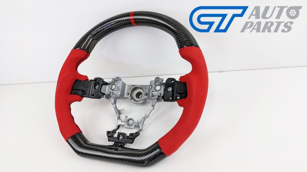 Carbon Fibre Red Alcantara Steering Wheel Red Stitching for 14-19 SUBARU WRX LEVORG STI-15029