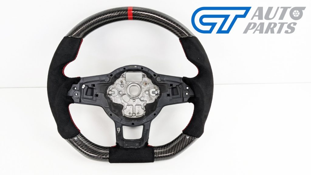 Carbon Fibre Alcantara Steering Wheel Red Stitching for VW GOLF 7 R GTI -0