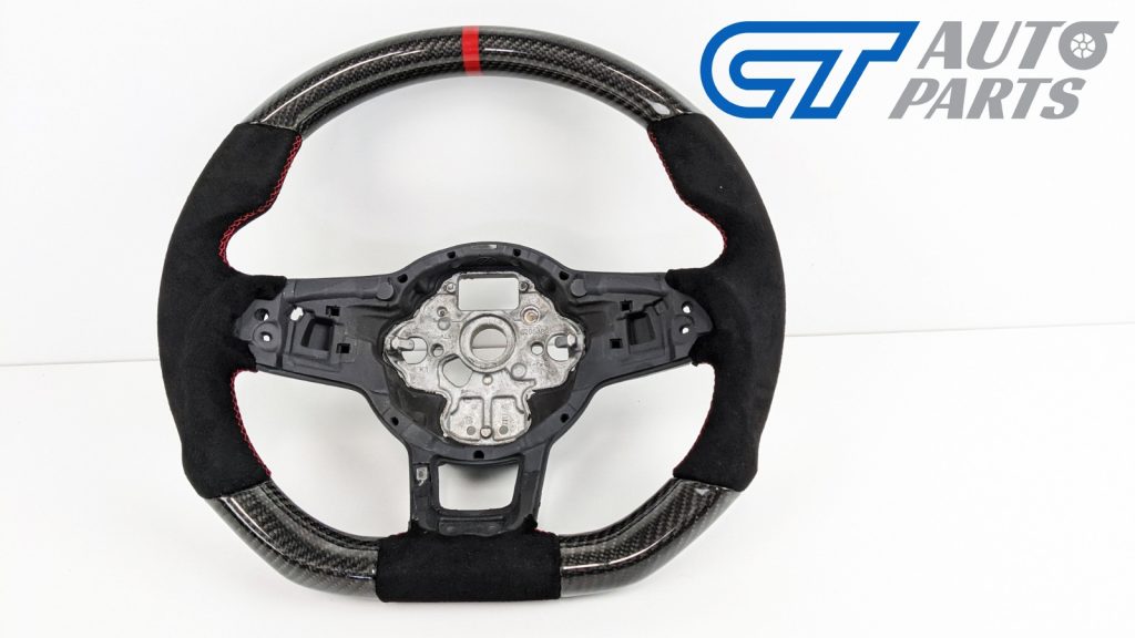 Carbon Fibre Alcantara Steering Wheel Red Stitching for VW GOLF 7 R GTI -15054