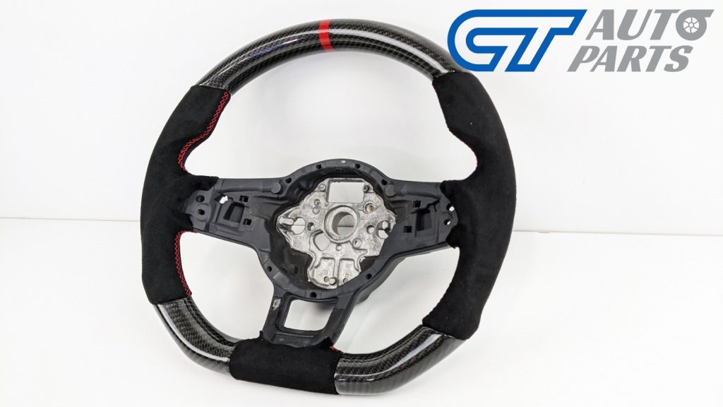 Carbon Fibre Alcantara Steering Wheel Red Stitching for VW GOLF 7 R GTI -15053