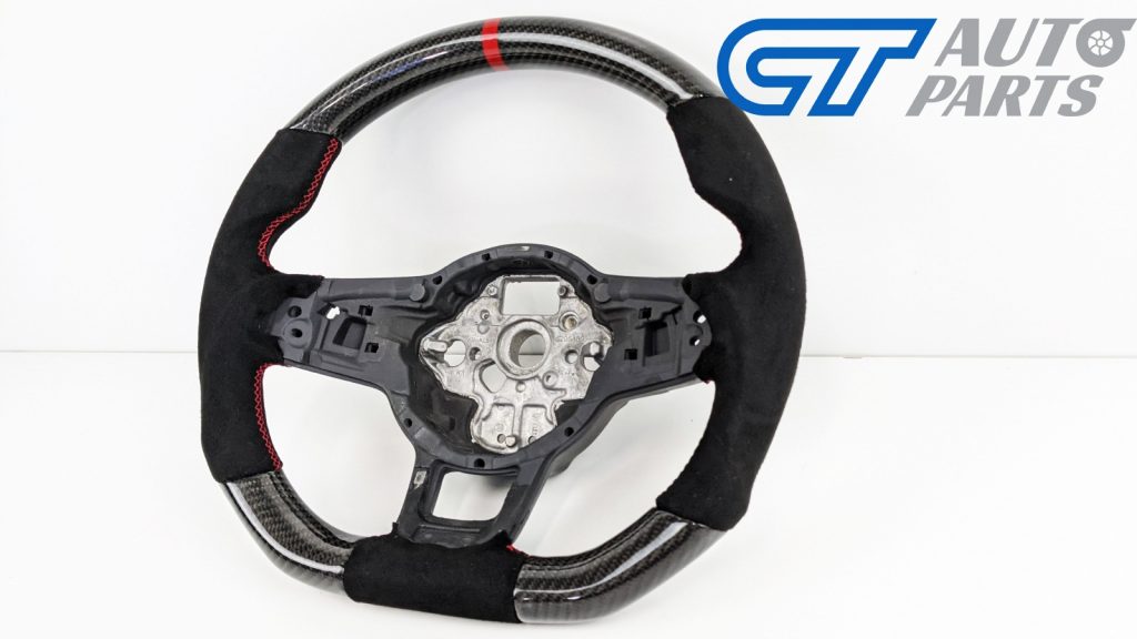 Carbon Fibre Alcantara Steering Wheel Red Stitching for VW GOLF 7 R GTI -15055